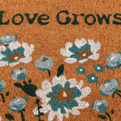 Home Decor Collection Blue Floral Loves Grows Here Outdoor Doormat, 18"x30"