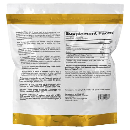 California Gold Nutrition CollagenUP®, Hydrolyzed Marine Collagen Peptides with Hyaluronic Acid and Vitamin C, Unflavored, 7.26 oz (206 g)