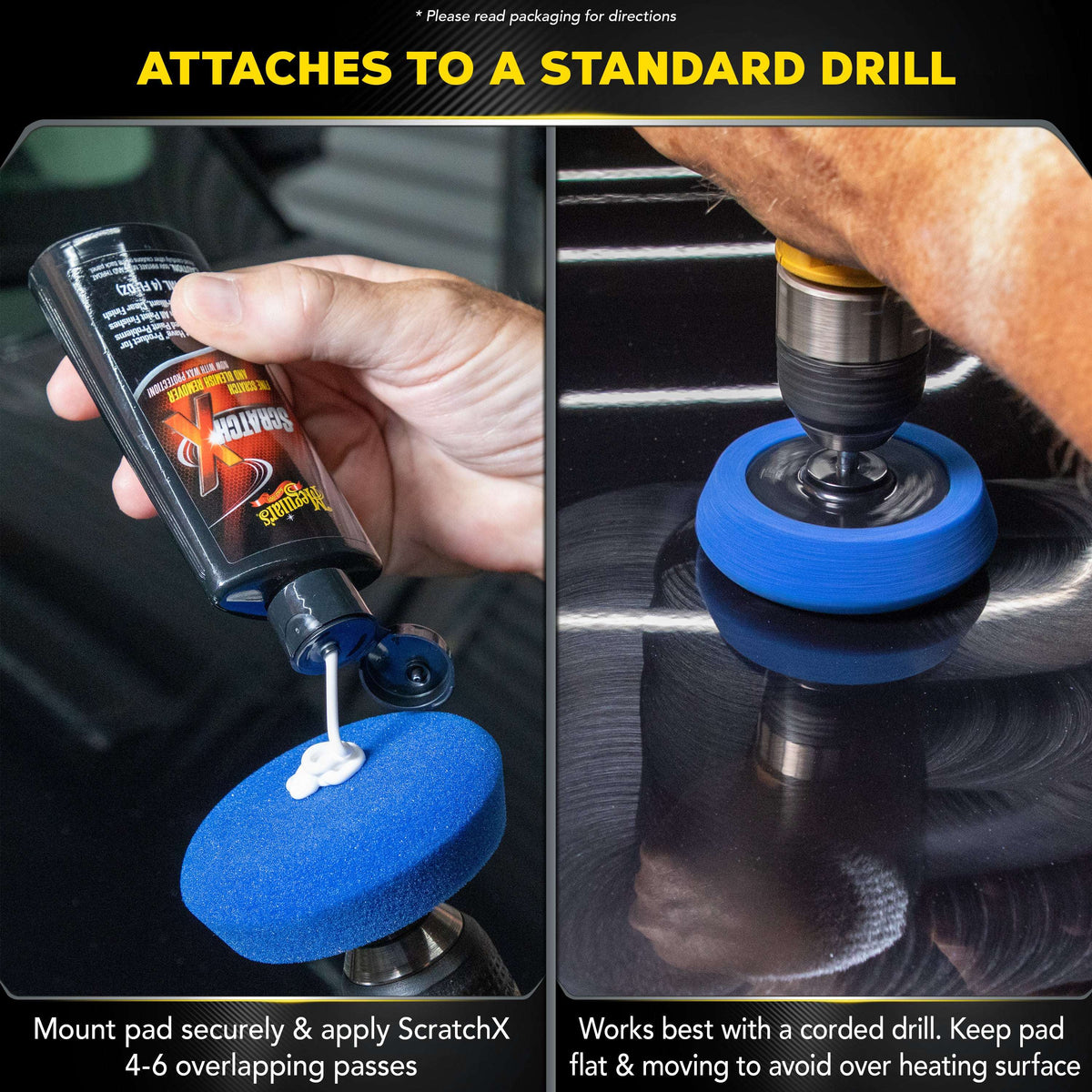 Meguiar's Quik Scratch Eraser Kit, Car Care Kit with ScratchX, Drill-Mounted Pad, and Microfiber Towel, Multi-color