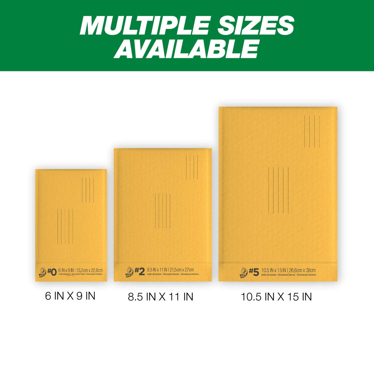Duck Self-Seal Kraft Bubble Mailer #2, 8.5" x 11", Solid Print, 12 Pack