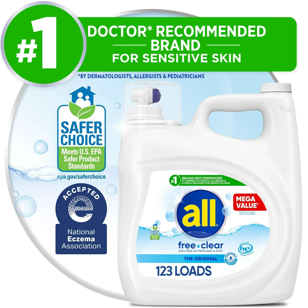 all Free Clear Liquid Laundry Detergent, 30 oz, 24 Loads