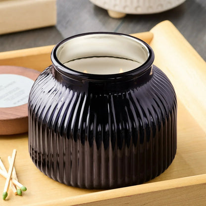 Better Homes & Gardens Scented Cotton 2-Wicks Ribbed Mecury Glass Jar Candle with Wooden Lid 18oz