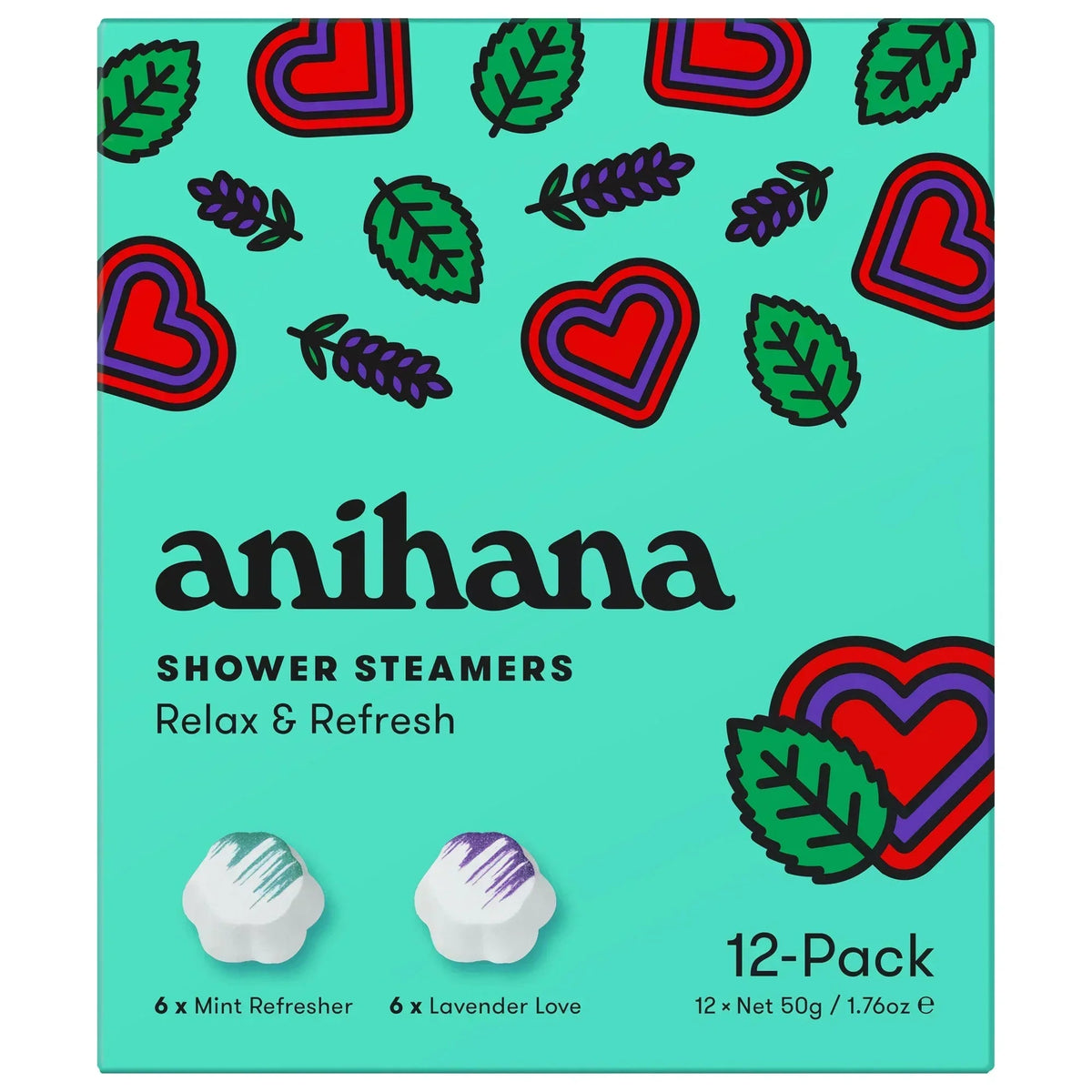 anihana Shower Steamers, 1.76 oz, 12-pack