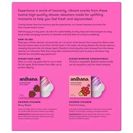 anihana Shower Steamers, 1.76 oz, 12-pack