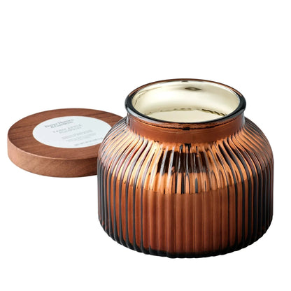 Better Homes & Gardens Scented Cotton 2-Wicks Ribbed Mecury Glass Jar Candle with Wooden Lid 18oz