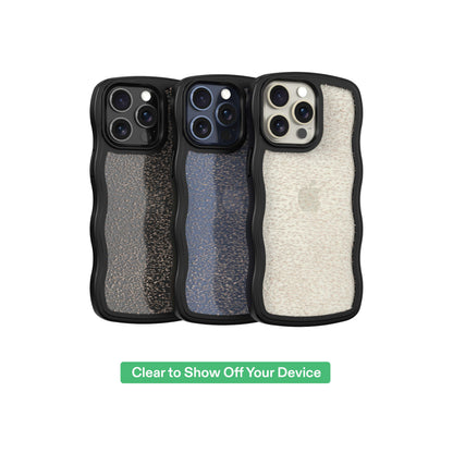 onn Wavy Grip Phone Case for iPhone 15 Pro Max - Black/Gold Glitter
