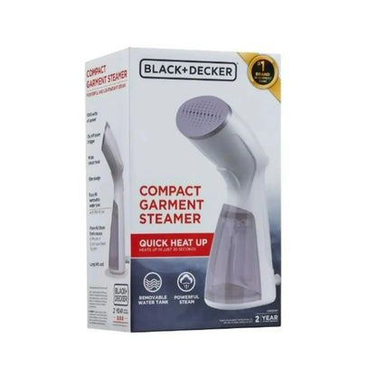 BLACK+DECKER 1000W Compact Garment Steamer with Pump Heater, Removable Water Tank, and Quick Heat-up
