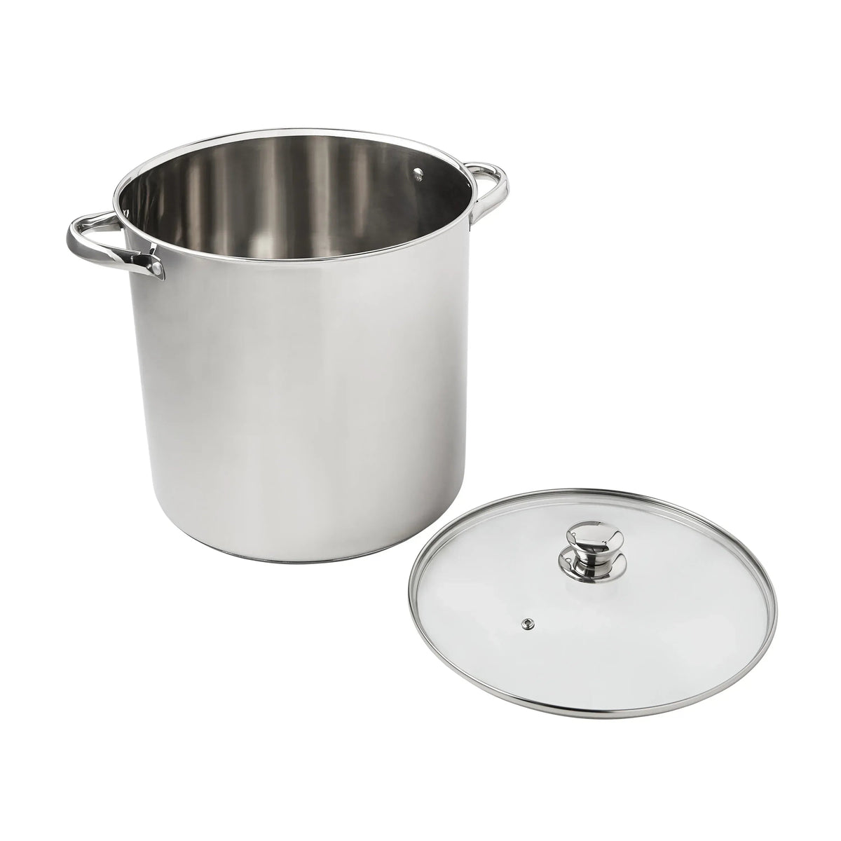 Mainstays Stainless Steel 16-Quart Stock Pot with Glass Lid, Induction Compatible, Stainless Steel, Dishwasher Safe