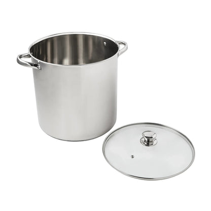 Mainstays Stainless Steel 16-Quart Stock Pot with Glass Lid, Induction Compatible, Stainless Steel, Dishwasher Safe