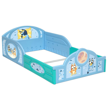 Bluey Sleep and Play Toddler Bed with Built-In Guardrails by Delta Children