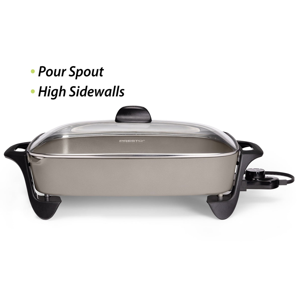 Presto 16" Ceramic Electric Skillet with Glass Cover, Silver 06860