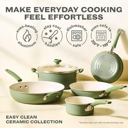 Farberware Easy Clean 12.5 Inch Ceramic Nonstick Frying Pan / Skillet with Helper Handle, Dishwasher Safe, Green