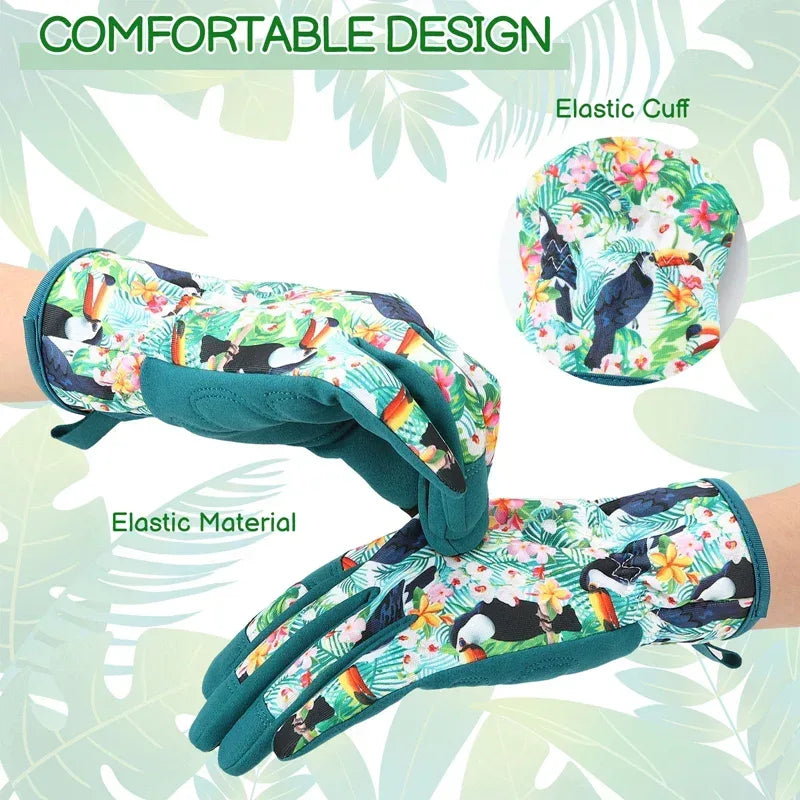 Hengguang Gardening Gloves for Women - Thorn Proof & Puncture Resistant, Breathable Floral Gloves for Rose Pruning,Mother's Day Gift (Floral Design)