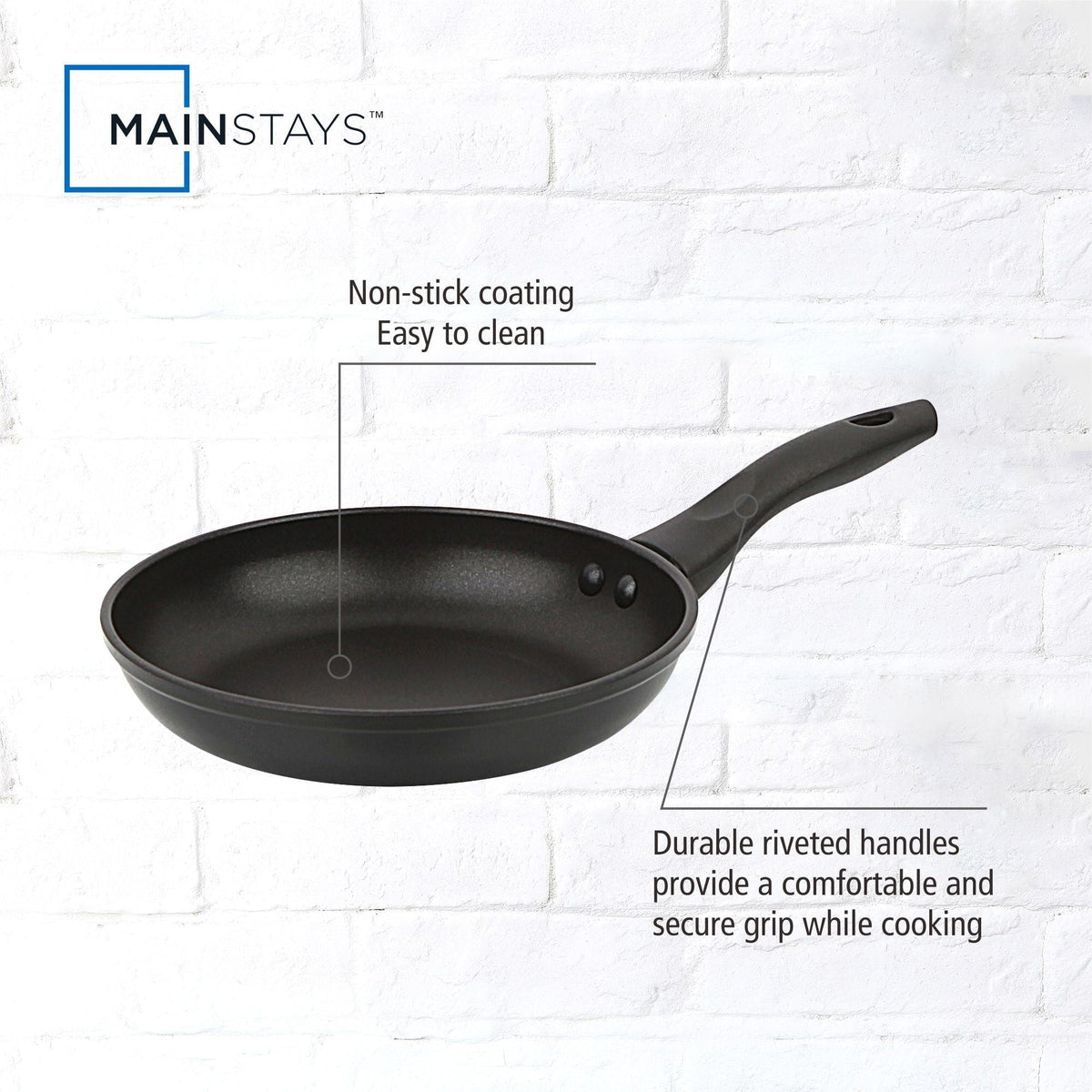 Mainstays 8" Non-Stick Aluminum Skillet Black Dishwasher Safe