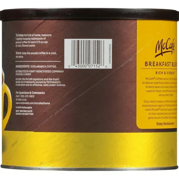 McCafe Breakfast Blend, Medium Roast, Ground Coffee, 12 oz