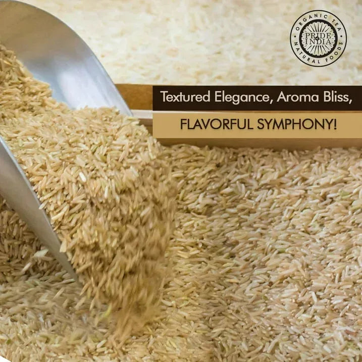 Pride Of India - Extra Long Indian Premium Brown Basmati Rice, 5 Pound (2.26 Kilo) RECOLSABLE JUTE (BURLAP) - Naturally Aromatic, Aged, Flavorful, Slender, Non Sticky Whole Grains