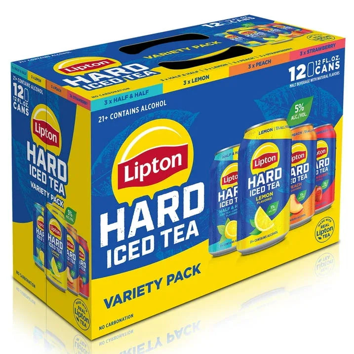 Lipton Hard Iced Tea Beverage Variety Pack, 12 Pack, 12 fl oz Cans, 5% ABV