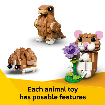 LEGO Creator 3 in 1 Cute Hamster with a Flower - Building Toy for Girls & Boys, Ages 7+ - Easter Basket Stuffer for Kids - Build a Hamster, Hedgehog or Eagle - 31376