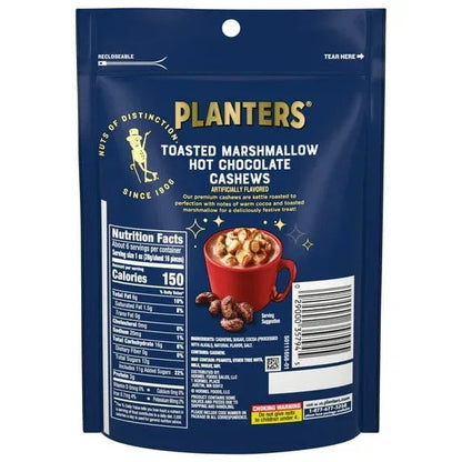 PLANTERS Toasted Marshmallow Hot Chocolate Whole Cashews, Party Snacks, Plant-Based Protein 5.5 oz Resealable Bag