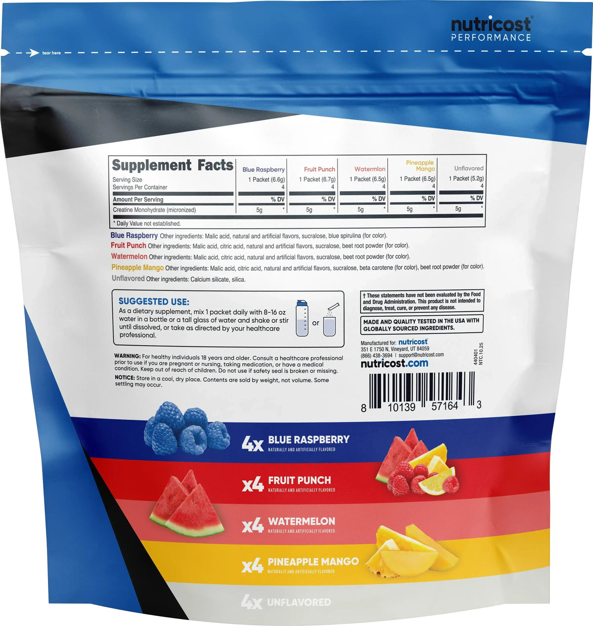 Nutricost, Performance, Creatine Monohydrate Select Flavor
