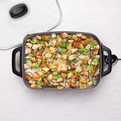 Presto 16" Ceramic Electric Skillet with Glass Cover, Silver 06860