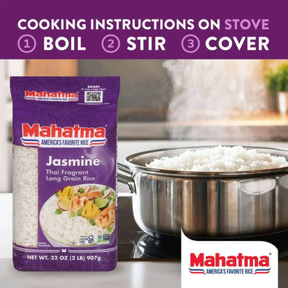 Mahatma Jasmine Thai Fragrant Long Grain Rice, Gluten Free, 32 oz (2 lbs) (907 Grams)