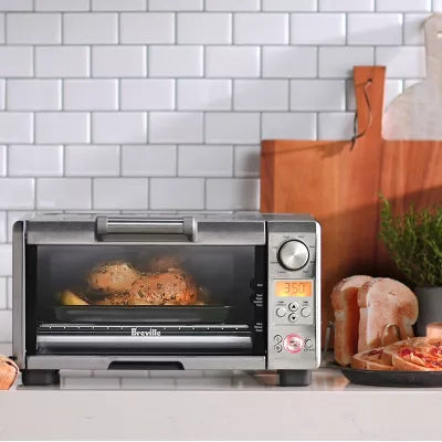 Breville 1800W Mini Smart Toaster Oven Stainless Steel BOV450XL: Countertop, 4-Slice, Dual Rack, Auto Shut-Off