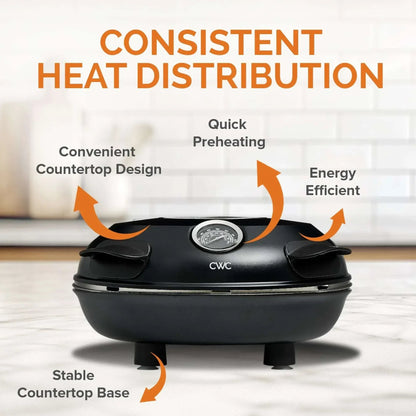 COOK WITH COLOR Pizza Oven, Electric Indoor Pizza Maker, Countertop Pizza Cooker, Black
