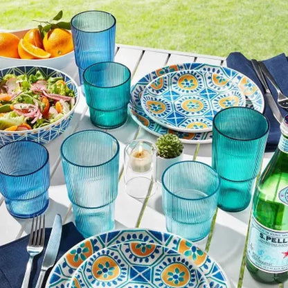 Member'S Mark Shatterproof 12-Piece Drinkware Set Ribbed (Assorted Colors)