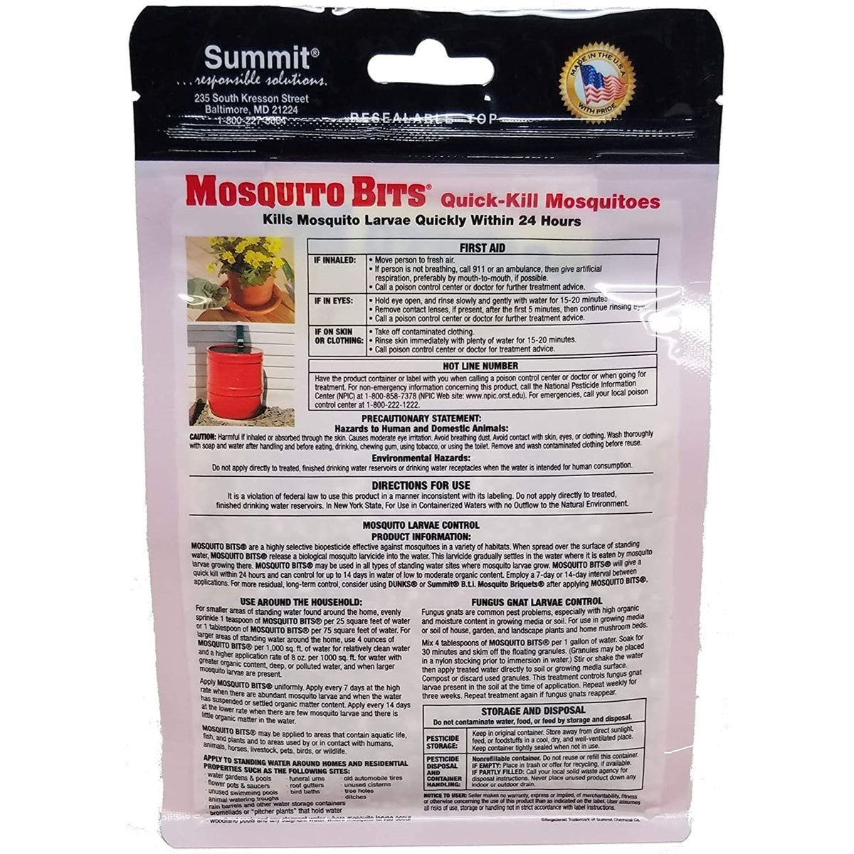Summit Mosquito Bits Quick-Kill Mosquito, Kills Mosquitoe Larvae, 8oz.