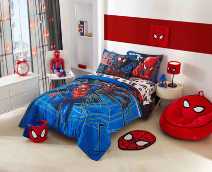 Spider-Man Kids 3-Piece Twin Sheet Set, Microfiber, White, Marvel