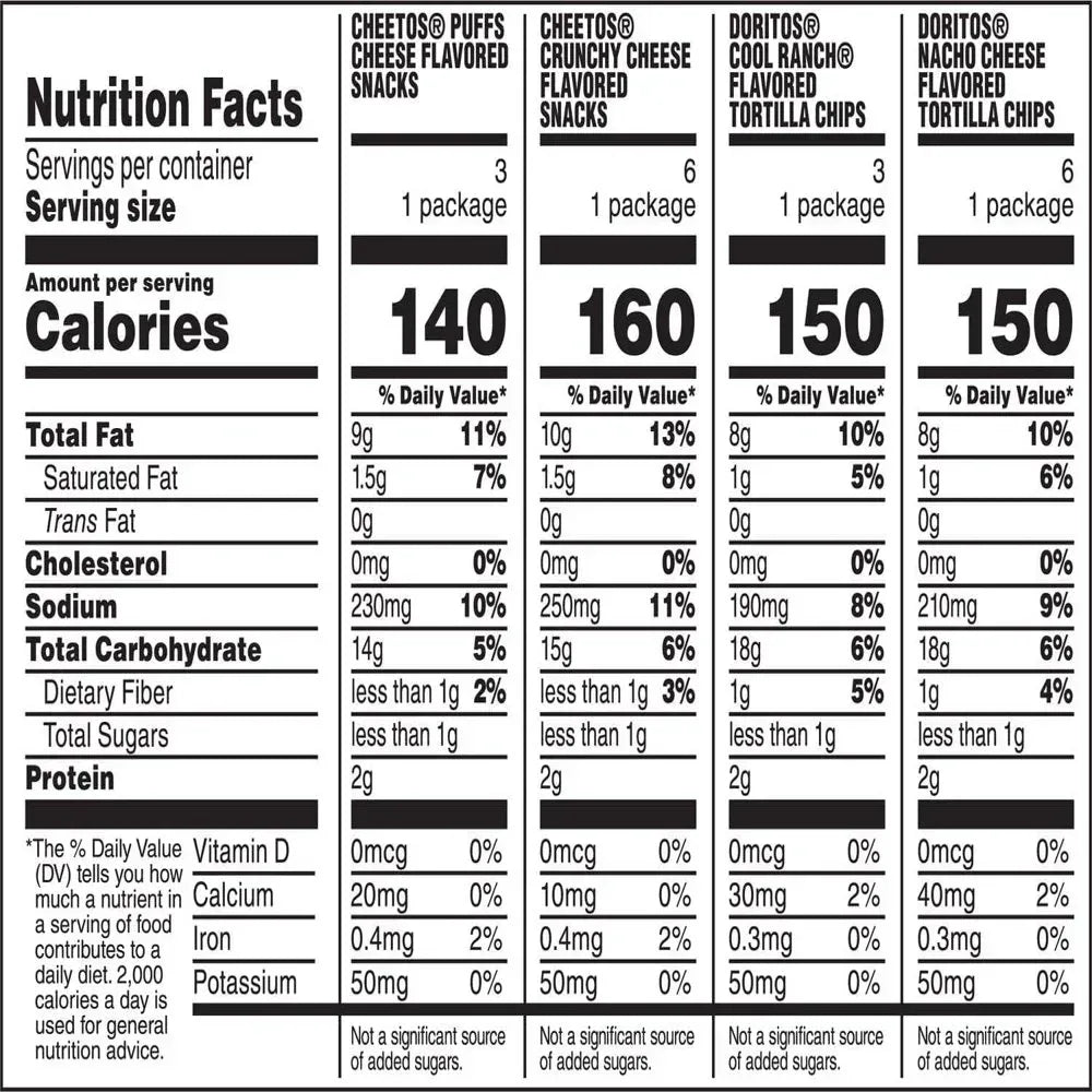 Doritos & Cheetos Mix Variety Pack Snack Chips, 18 Count Multipack