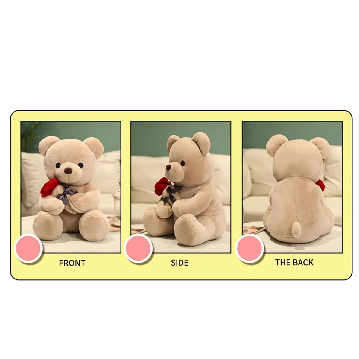 9.1" Valentines Day Stuffed Animals Teddy Bear with Rose, Large Rose Bear Valentines Day Gift Plush Toy Cartoon Cuddly Doll Birthday Party Holiday Wedding Decor Gift Stuffed Animals