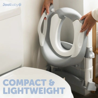 Jool Baby Potty Training Seat with 2 Step Ladder for Toddlers – Splash Guard, Adjustable Height (Gray)
