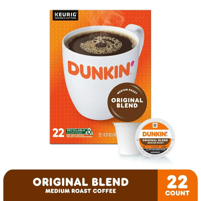 Dunkin’ Original Blend Medium Roast Coffee, Keurig K Cup Pods, 10 Count Box