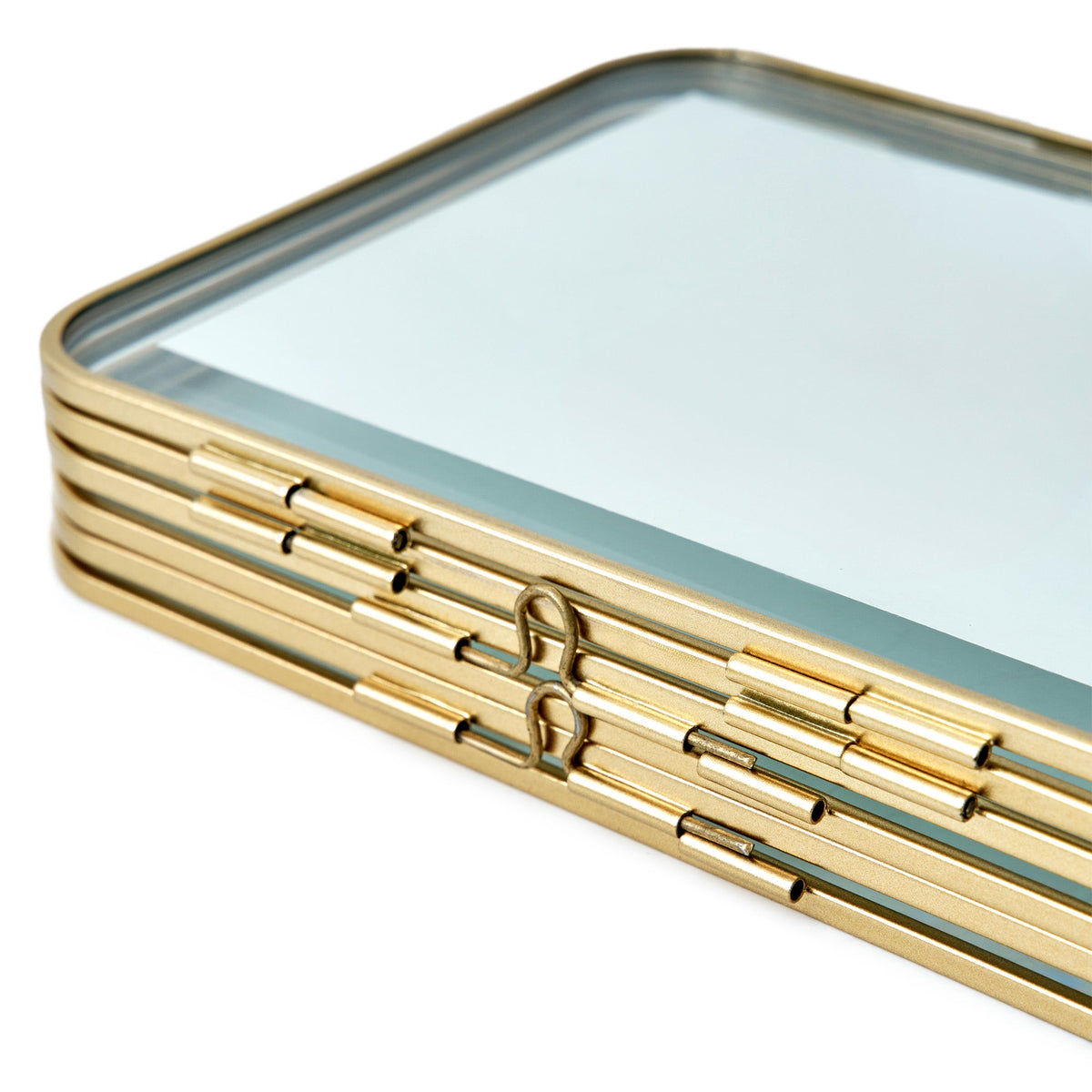 Beautiful 3 Piece Gold Metal Folding Picture Frame by Drew Barrymore - Fits 5x7 and 4x6 Photos - Multi Picture Frame for Collage Display - Gold Photo Frame Set for Family, Graduation, Mother’