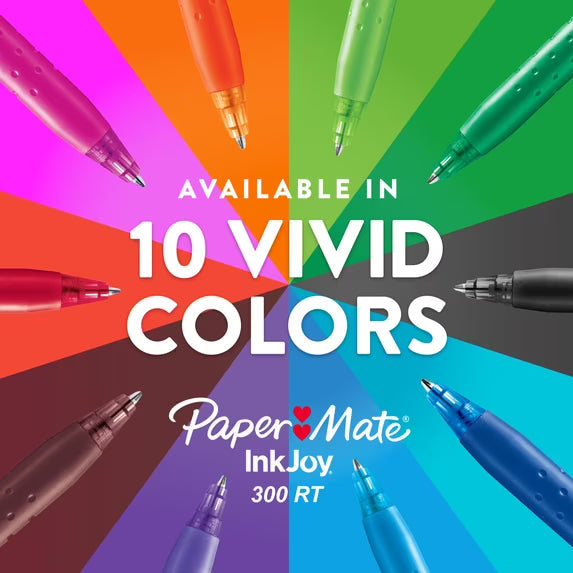 Paper Mate InkJoy Retractable Ballpoint Pen, 1.0 mm, Assorted Colors, 8 Count