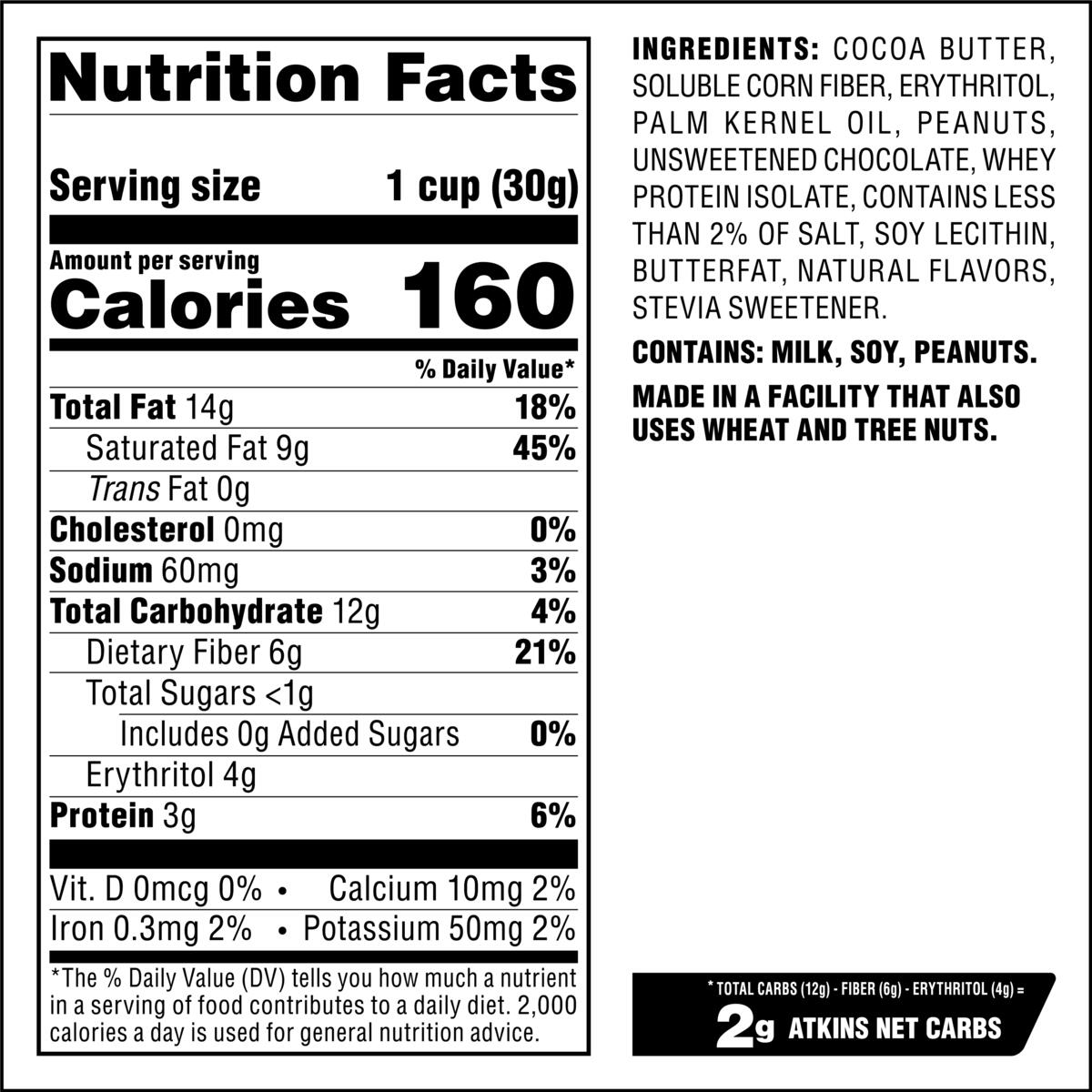 Atkins Keto Peanut Butter Cups, Gluten Free, 1.06 oz, 8 Count