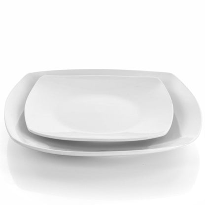 Elama Newman 18 Piece Square Porcelain Dinnerware Set in White