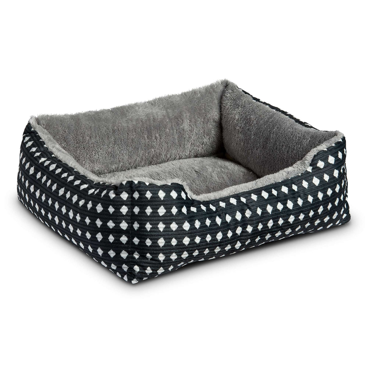 Vibrant Life Dog Bed, Cat Bed, Puppy Bed, Plush Cuddle Bed for Small Breeds, 19" x 15",Black & White Diamonds