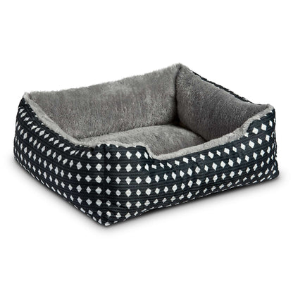 Vibrant Life Dog Bed, Cat Bed, Puppy Bed, Plush Cuddle Bed for Small Breeds, 19" x 15",Black & White Diamonds