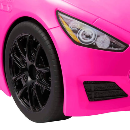 Barbie Convertible Toy Car, Bright Pink with Seatbelts and Rolling Wheels (Seats 2 Dolls), Toy for 3 Years and Up