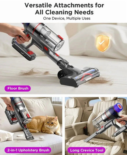 Hosaud Cordless Vacuum Cleaner - 45000pa 550W 55mins 2600mAh Lightweight Stick Vacuum Cleaners for Home Pet Hair Carpet Floor Purple