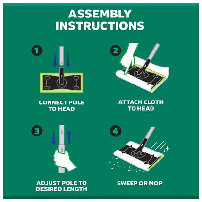 Swiffer Sweep + Mop Deluxe Sweeping Kit, 1 Device + 15 Sweep Refills + 15 Mop Refills