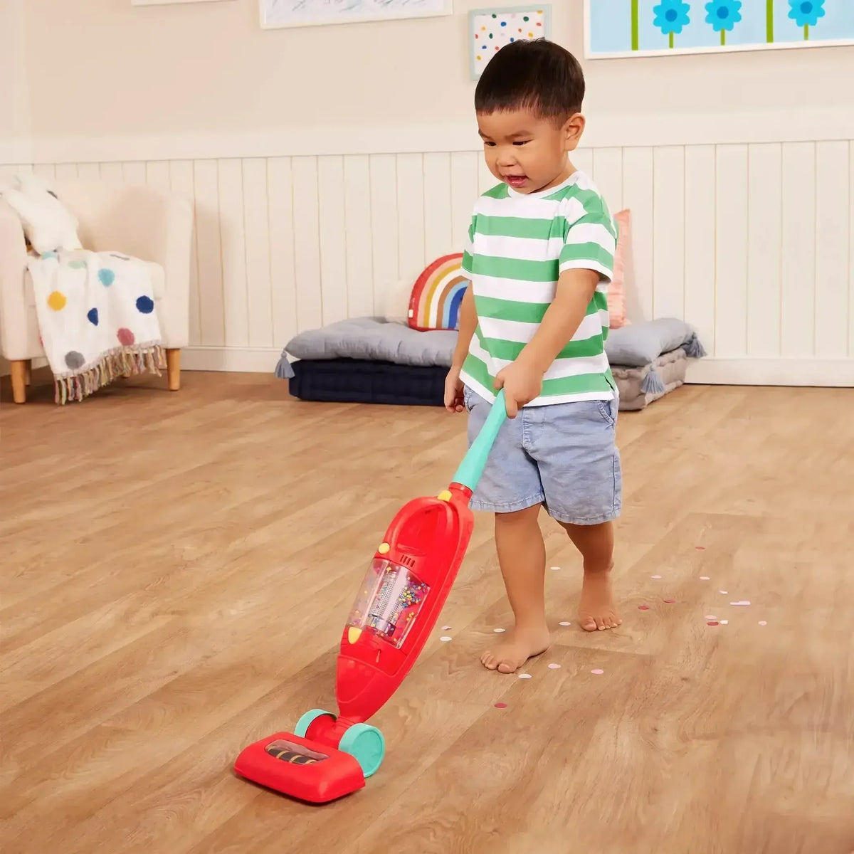 Battat Tidy Tot Vacuum with Plastic Handheld Vacuum and Real Suction, Toddler and Preschool Toys