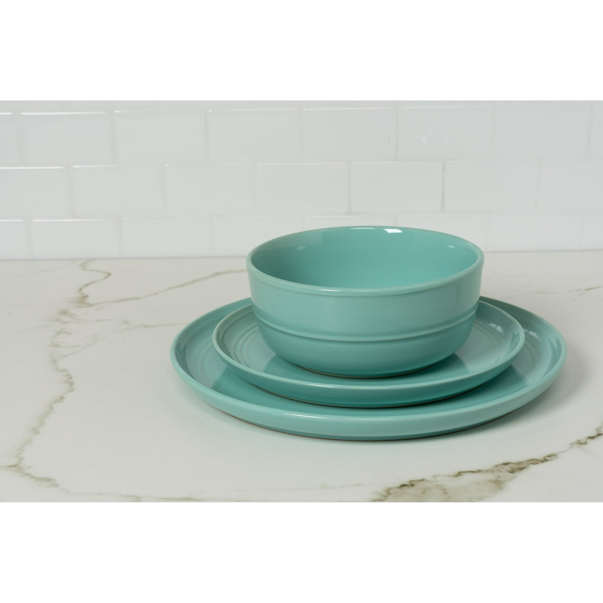 10 Strawberry Street Double Line 6.25"/24 oz Round Cereal Bowl, Set of 6, Seafoam