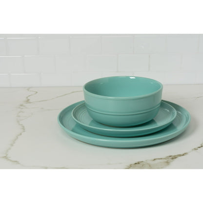 10 Strawberry Street Double Line 6.25"/24 oz Round Cereal Bowl, Set of 6, Seafoam