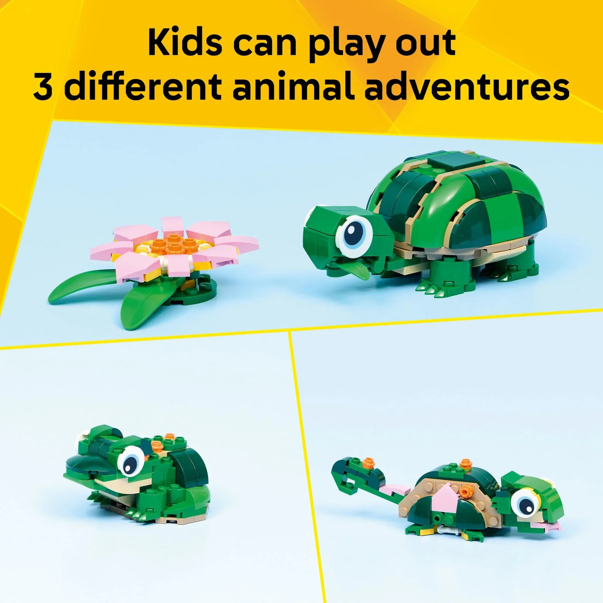 LEGO Creator 3 in 1 Turtle with a Water Lily Flower - Building Toy for Girls & Boys, Ages 7+ - Easter Basket Gift for Kids - Build a Chameleon, Frog, or Turtle - 31377