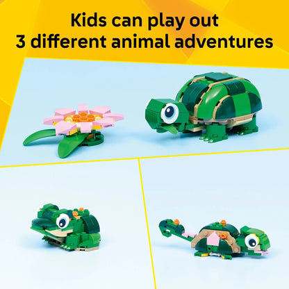 LEGO Creator 3 in 1 Turtle with a Water Lily Flower - Building Toy for Girls & Boys, Ages 7+ - Easter Basket Gift for Kids - Build a Chameleon, Frog, or Turtle - 31377