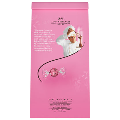 Lindt LINDOR Strawberries and Cream White Chocolate Candy Truffles, White Chocolate with Strawberries and Cream White Truffle Filling, 5.1 oz. Bag
